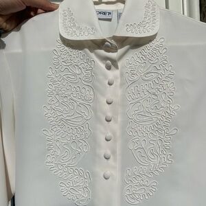 Women’s Vintage Silk Embroidered White Blouse